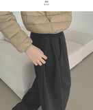 Winter Folding Pintuck Two-Way Wide Jogger Banding Brushed Pants