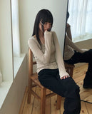 [MADE] Jahu Studded Shirring Bootcut Cotton Long Pants