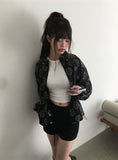 Bari Flower See-Through String Windbreaker Jacket