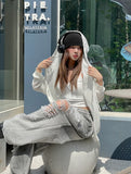 Summer Basic Net Knit Hood Zip Up