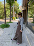 Friend Pocket Cotton Wide Overalls