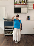 Minati nylon banding pocket shirring flare long skirt