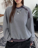 Cardil Button Stripe Sweatshirt