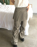 Mne layered pin tuck pleated wrap skirt skirt pants