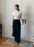 Pureine Pintuck Wide Slacks Pants (Belt set)