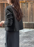 Shurea No Collar Pearl Tweed Jacket