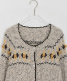 Yokun bokashi pom pom knit cardigan