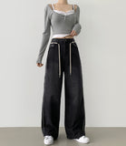 Side Surgery Point Hip Point Long Wide Denim Pants