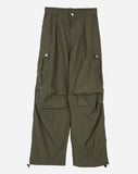 Pin-tuck nylon snap over cargo pants