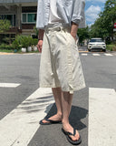 Lukio Layered Belted Bermuda Slacks