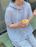 [BAONHAUS] Minkol Check Hood Short Sleeve Shirt