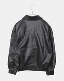Minting Washing Cut Collar Loose Fit Leather Jacket