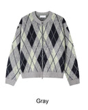 Ruel Argyle Mohair Knit Zip-Up