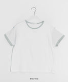 Lumiv Button Roll-up Color Matching Short Sleeve Tee