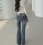 Back Pocket Slim-Fit Bootcut Span Denim Pants