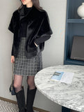 Meryl Eco Fur Mink Short Sleeve Cape Jacket (Belt Set)