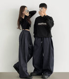 Balloon Two-Way Raw Side Folding Pin Tuck Banding Mega Denim Pants
