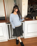 Dehin Pintuck Tencel Layered Long Sleeve T-shirt