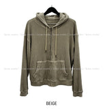 Cream Pigment Waffle Hood Zip-Up