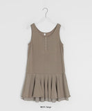 Sunkey Button Frill Layered Sleeveless