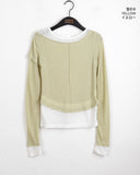 Nut Unbalance Layered Color Matching Long Sleeve T-shirt