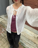 Bucker Gauze Linen Hood Long Sleeve Shirt