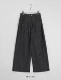 Meniden Button Stripe Wide Denim Pants