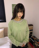 Terran Raglan Button Round Knit