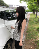 Sov Check Halter Blouse