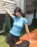 Hills Slim Lettering Print Short Sleeve T-Shirt