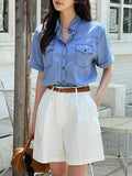 Mirnin Crop Denim Shirt