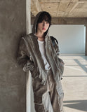 Mud damage denim hooded jacket