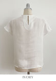 Belloe Half-neck Pleated Short-sleeve T-blouse