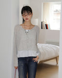 Raze boucle linen round knitwear long-sleeved cardigan