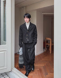 Sloped Wool One-Tuck Wide Slacks