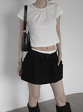 Double-waisted sagging mini skirt