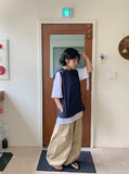 [unisex] Bitmottle Curved Banding Balloon Wide Pants