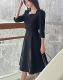 Glyn Notch Square Tweed Flare One Piece Long