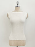 Marine Lip Neck Ribbed Knit Sleeveless
