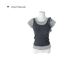 Ideul Layered Ribbed Ribbon Bustier Short Sleeve T-Shirt