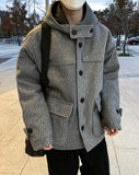 Hooded half duffle coat