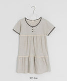 Hanami Lace U-neck Button Short Sleeve Tee