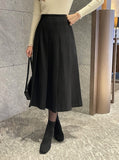 Milka Wool Brushed Pleated Long Skirt