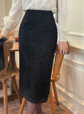 Mittel See-Through Pearl Tweed Long Skirt