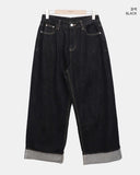 Odin Roll-Up Raw Denim Wide Pants