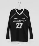 [Unisex] Charenty Color Matching Sporty Printing Long Sleeve Tee