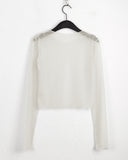 His dot see-through layered inner long sleeve T-shirt