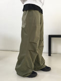 [UNISEX] Wells Pintuck Shirred Nylon Two-Way Long Wide Jogger Pants