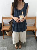 Cuzed Frill Shirring Embossed Sleeveless