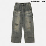 Denti damage brush denim pants